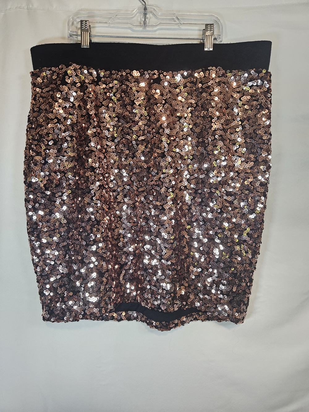 torrid Rose Gold Sequin Mini Skirt with Black Waistband